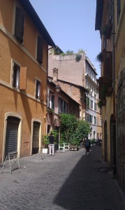 Den intill Campo dei Fiori belägna Via dei Cappellari är en oväntat tyst gata med några små uteserveringar, flera antikvariat, en konsthandel och konstverkstäder. Kullerstenarna är som överallt på smågatorna i uselt skick men det kompenseras med råga av odlingarna utanför portarna och av de vackra fasaderna.