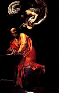 San Matteo e l'angelo, den bevarade versionen, troligen från 1602, i San Luigi dei Francesi.