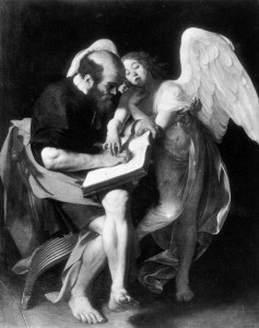San Matteo e l'angelo, den ursprungliga och refuserade versionen från 1602, nu förlorad.